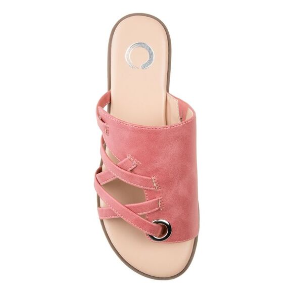JOURNEE COLLECTION Womens Pink Grommet Hasten Round Toe Slip On Sandals 7.5 M - Picture 2 of 4